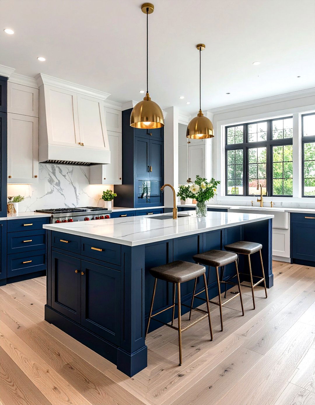 Navy Blue Kitchen Island - 30 blue and white kitchen ideas