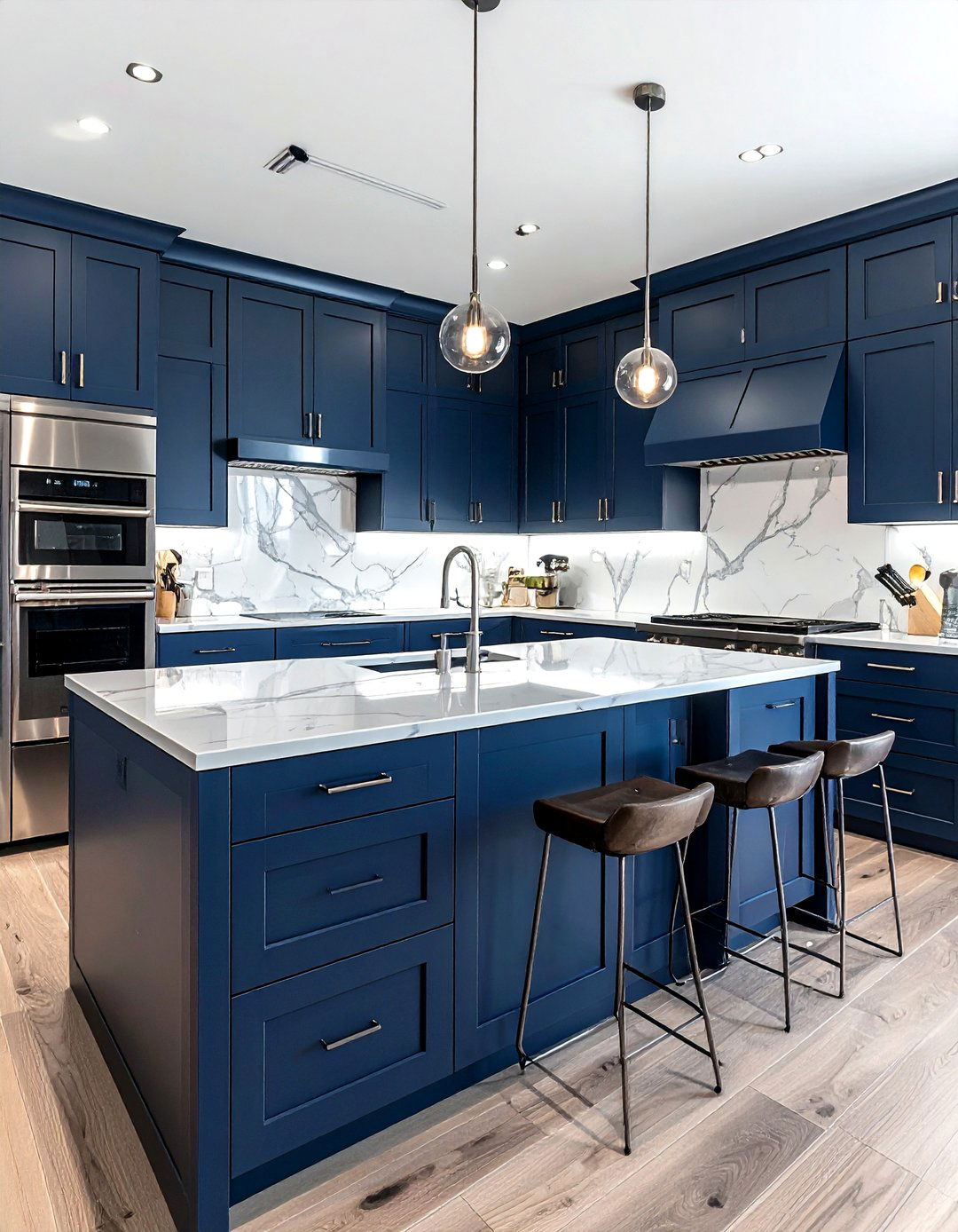Navy Blue Kitchen Nickel Accents - 30 nickel accent kitchen ideas