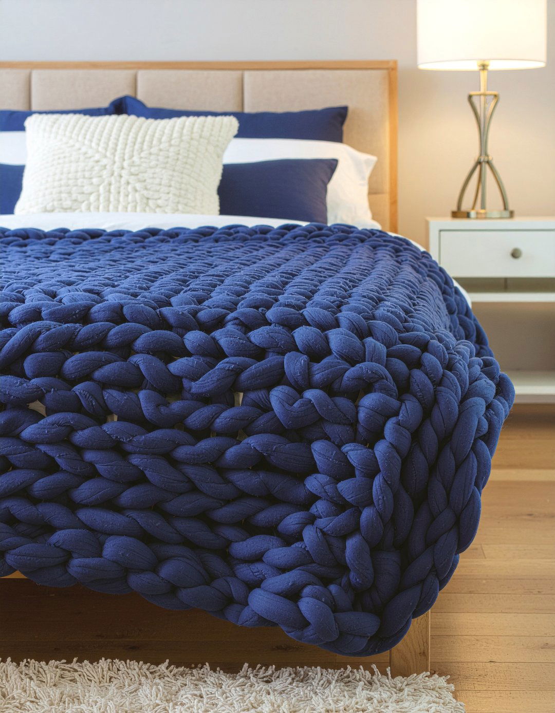 Navy Blue Knit Blanket - 30 bedroom chunky knit throws