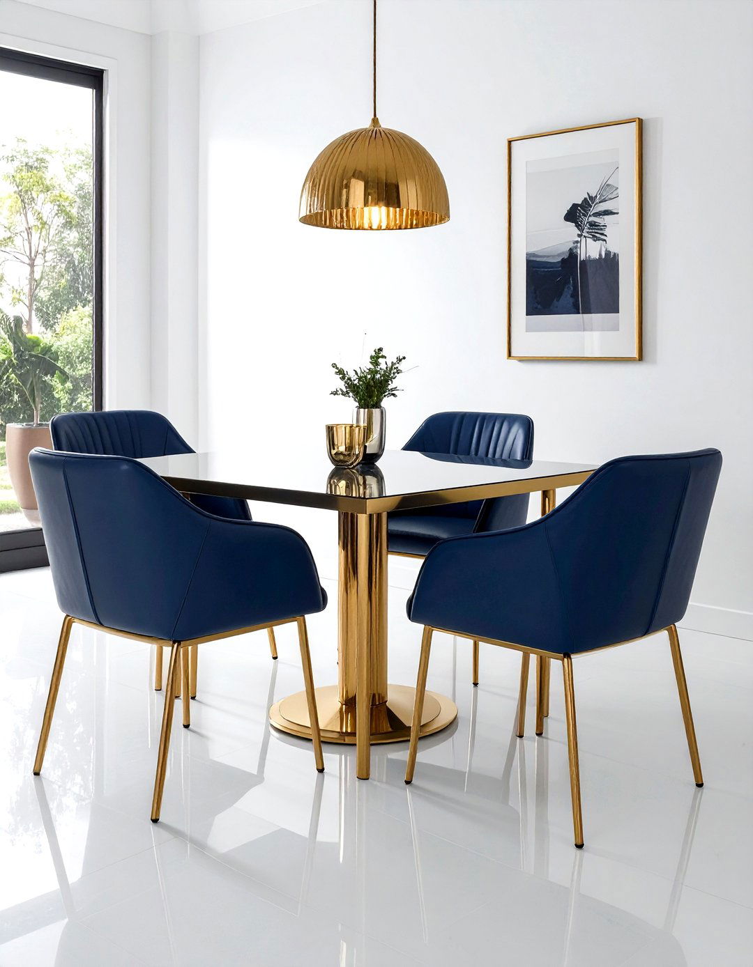 Navy Blue Leather Chairs Gold Frames - 30 navy gold dining room ideas
