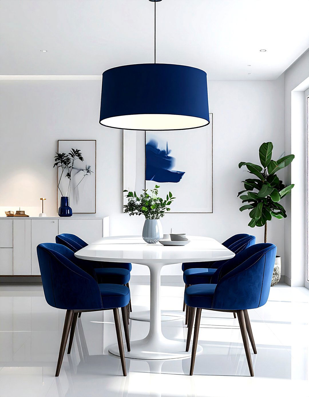 Navy Blue Light Fixture - 30 navy and white dining room ideas