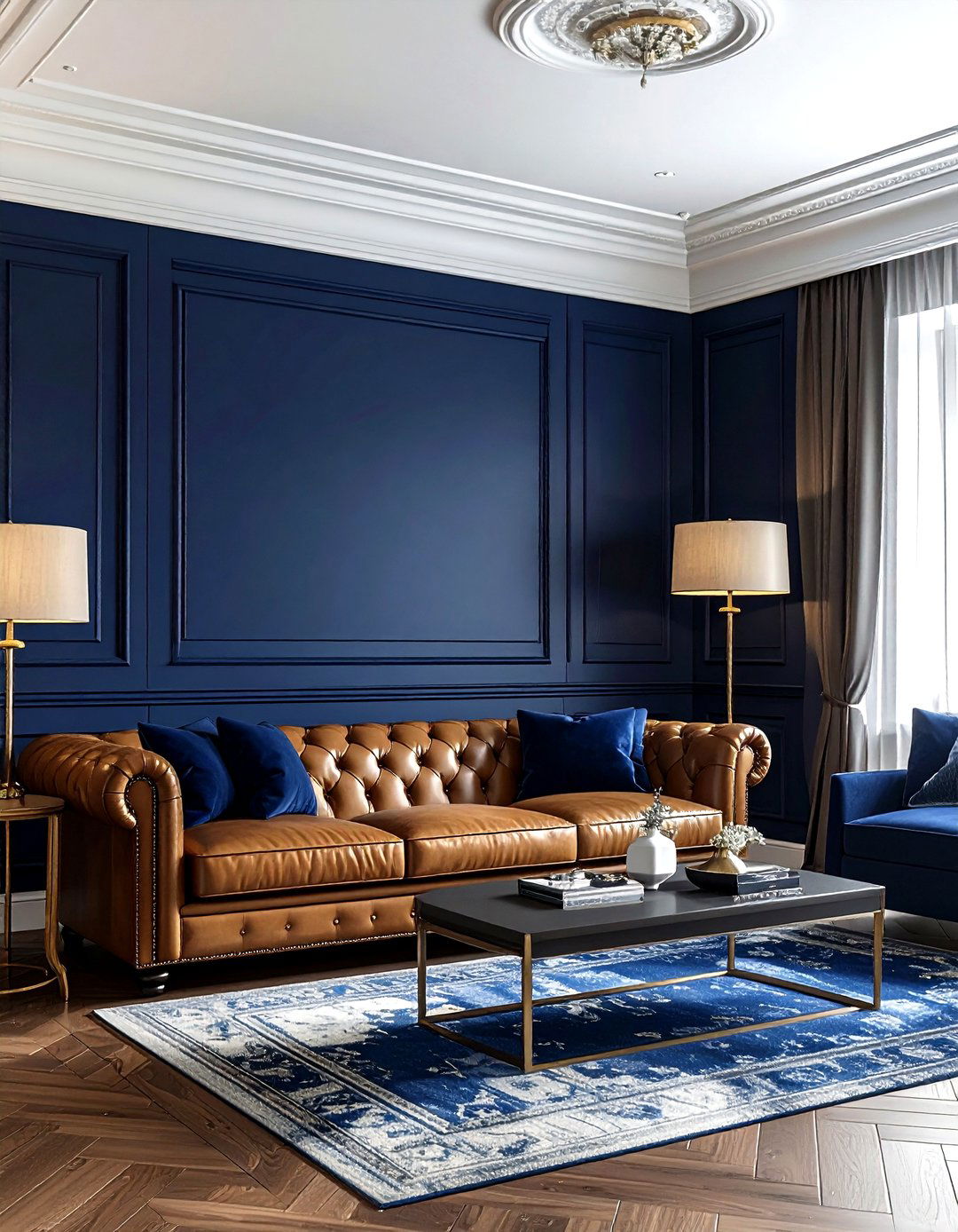 Navy Blue Living Room - 30 living room blue walls