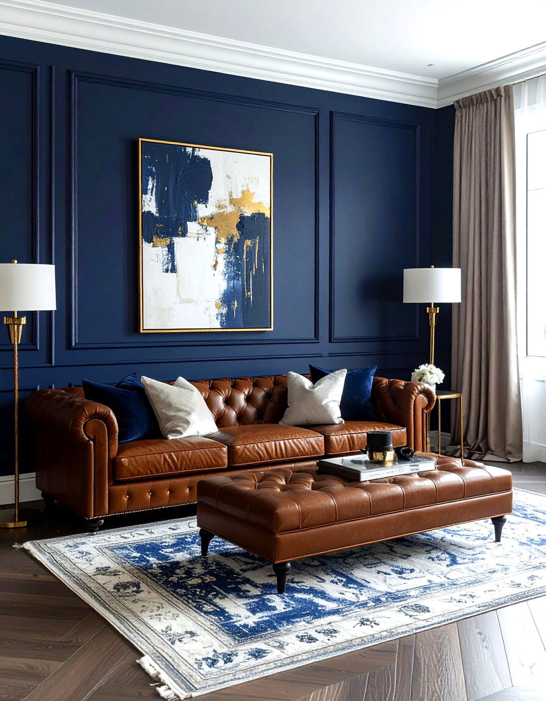 Navy Blue Living Room - 30 bold color decor ideas