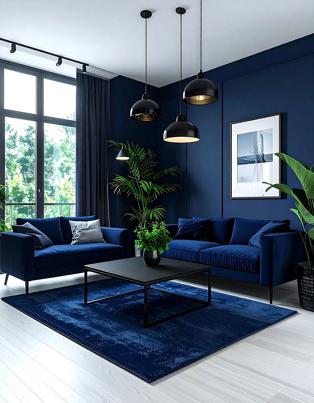 Navy Blue Living Room With Black Accents - 30 dark navy living room ideas