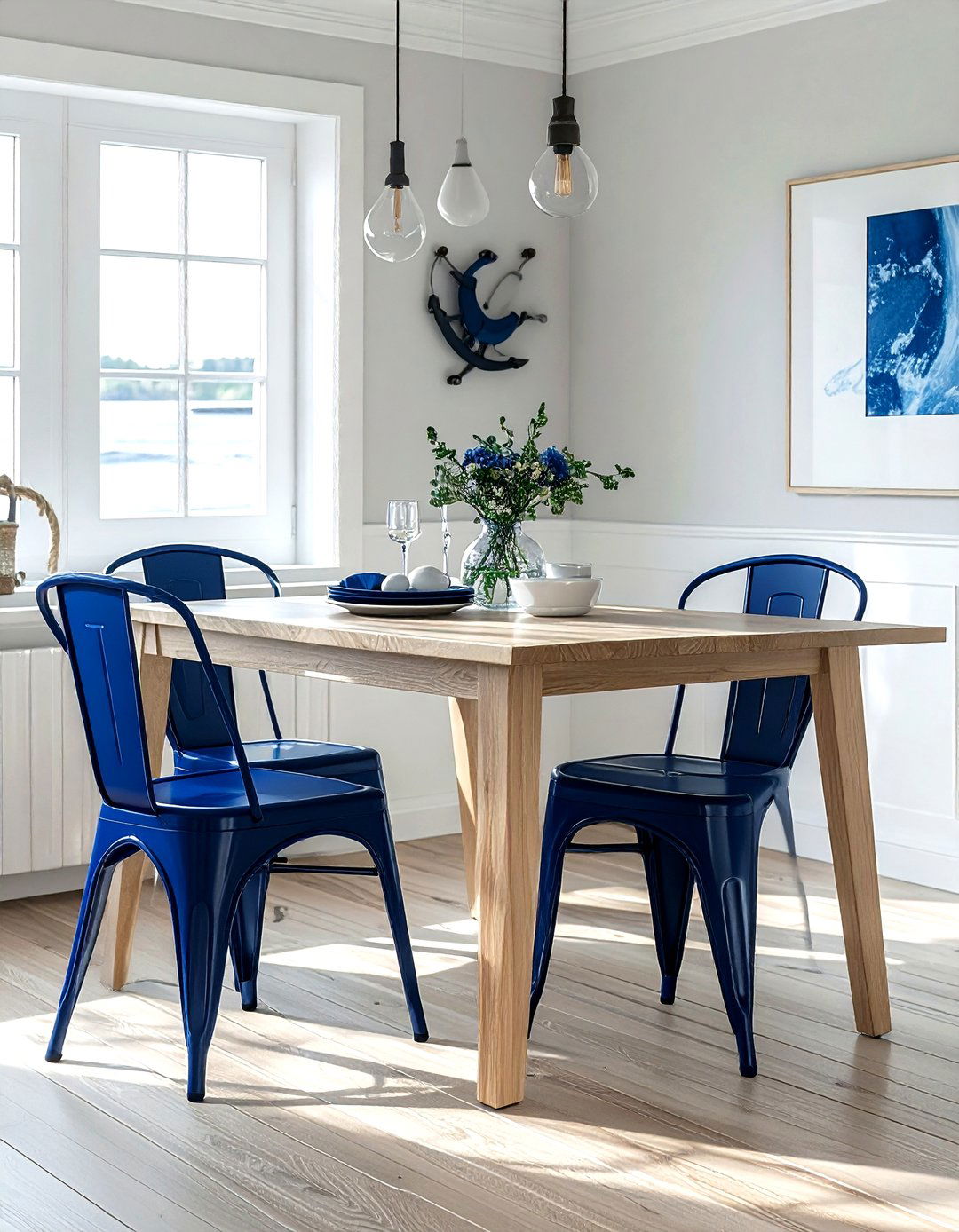 Navy Blue Metal Chair - 30 metal dining chair ideas