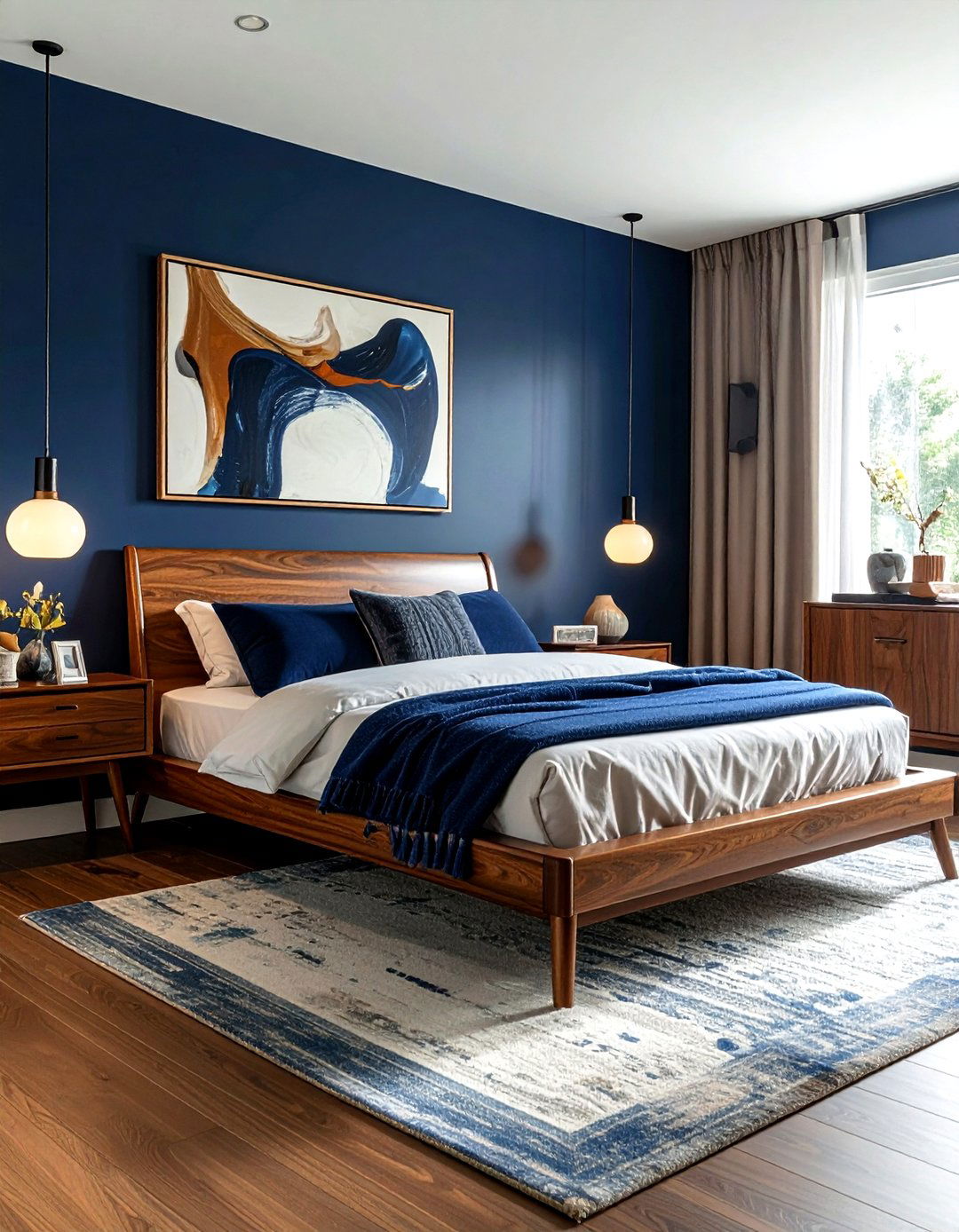 Navy Blue Mid Century Modern Bedroom - 30 navy bedroom decor ideas