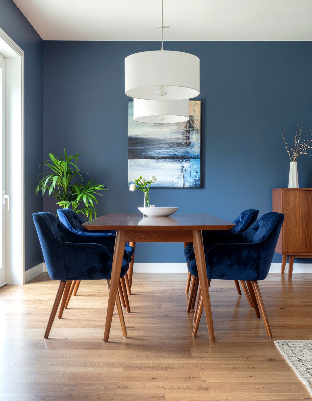 Navy Blue Mid Century Modern Dining Room - 30 navy dining room ideas
