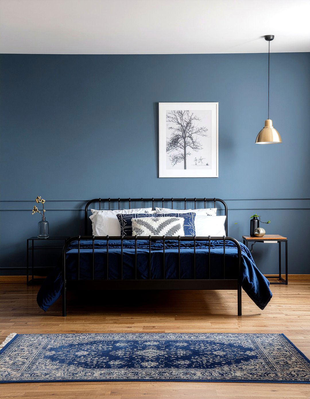 Navy Blue Minimalist Bedroom - 30 bedroom navy walls