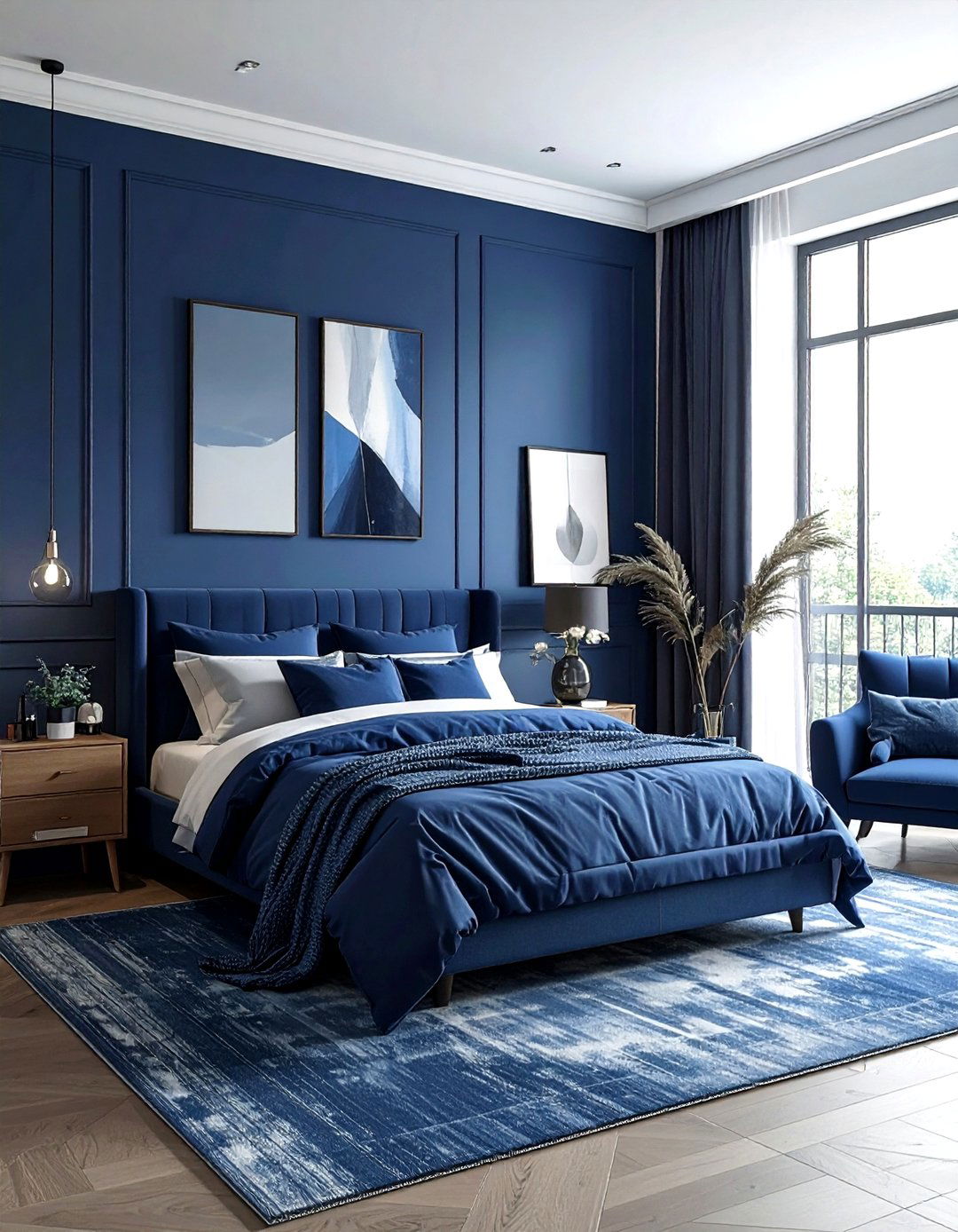 Navy Blue Monochromatic Bedroom - 30 navy bedroom decor ideas