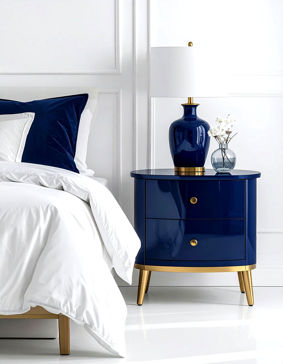 Navy Blue Nightstand - 30 navy bedroom design ideas