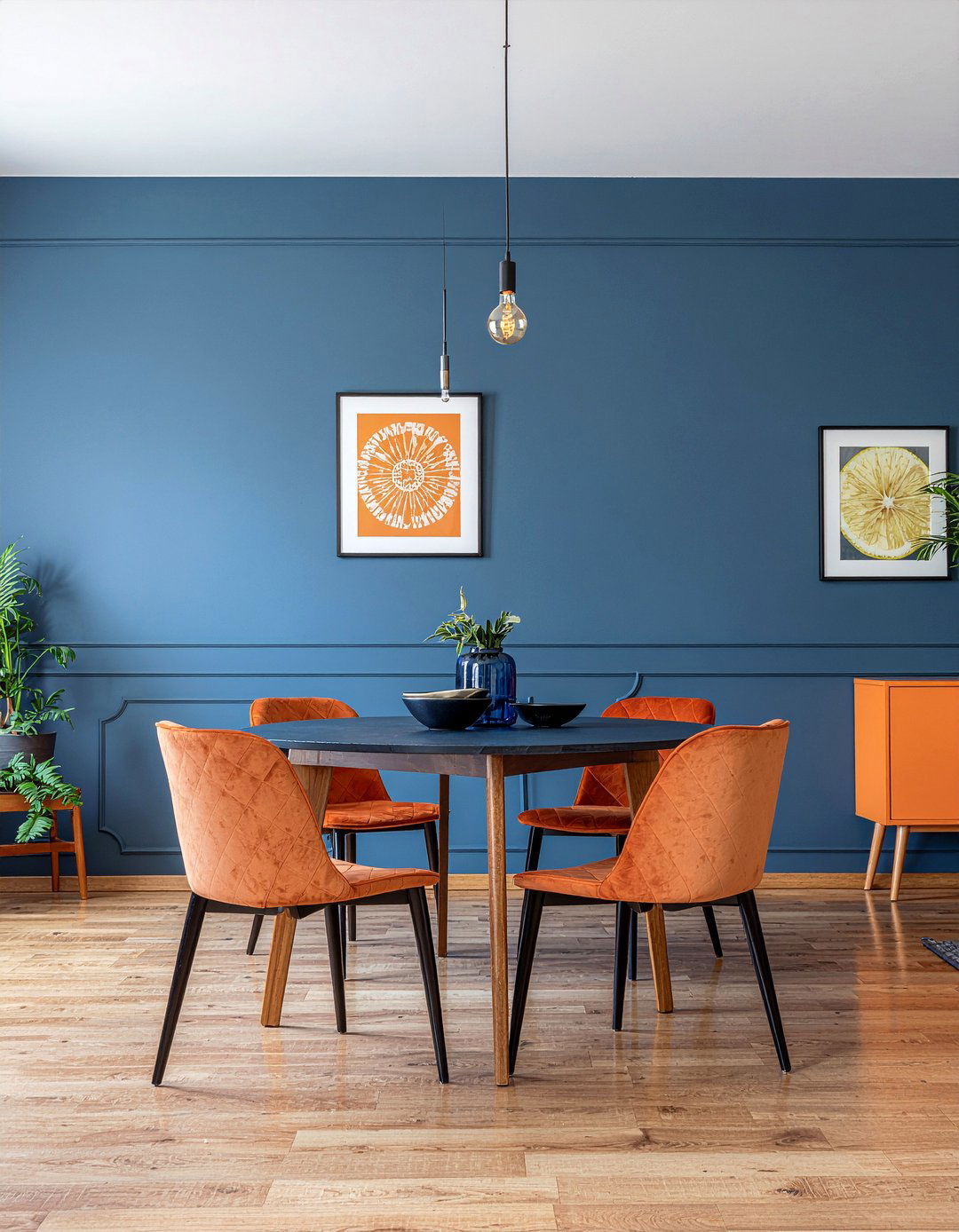 Navy Blue Orange Accents - 30 navy blue dining room ideas