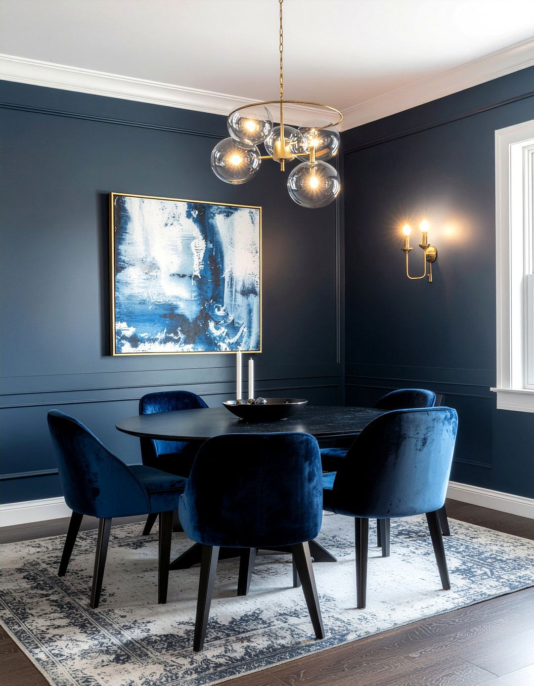 Navy Blue Paint - 30 dramatic dining room ideas