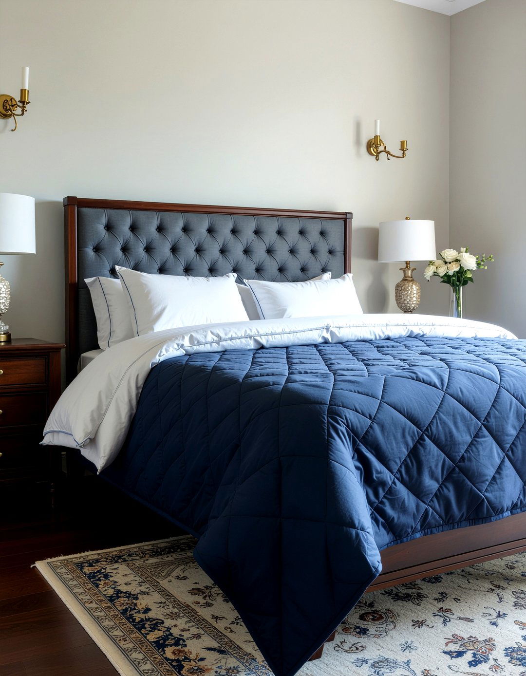 Navy Blue Quilted Bedding - 30 quilted bedroom ideas
