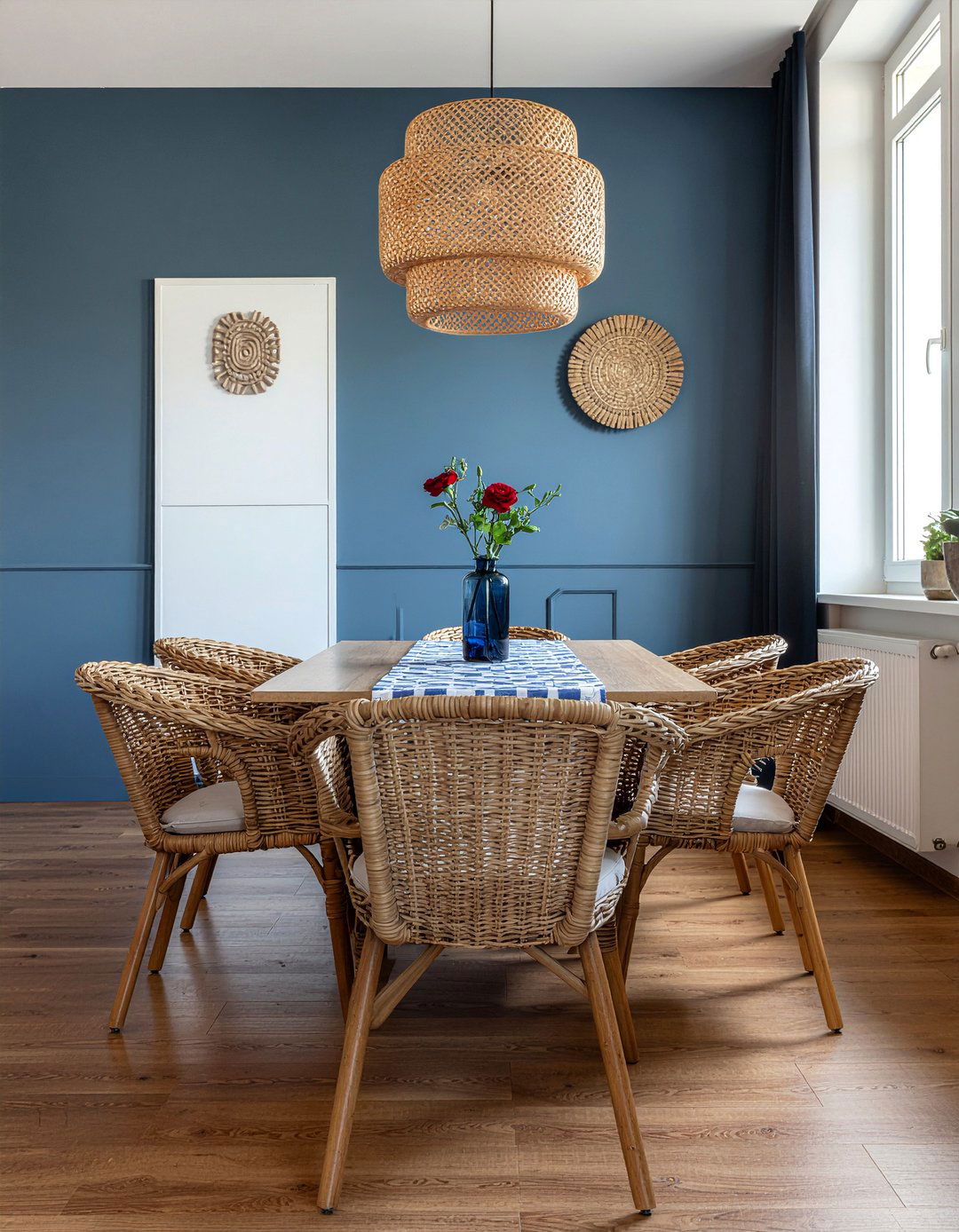 Navy Blue Rattan Decor - 30 navy blue dining room ideas