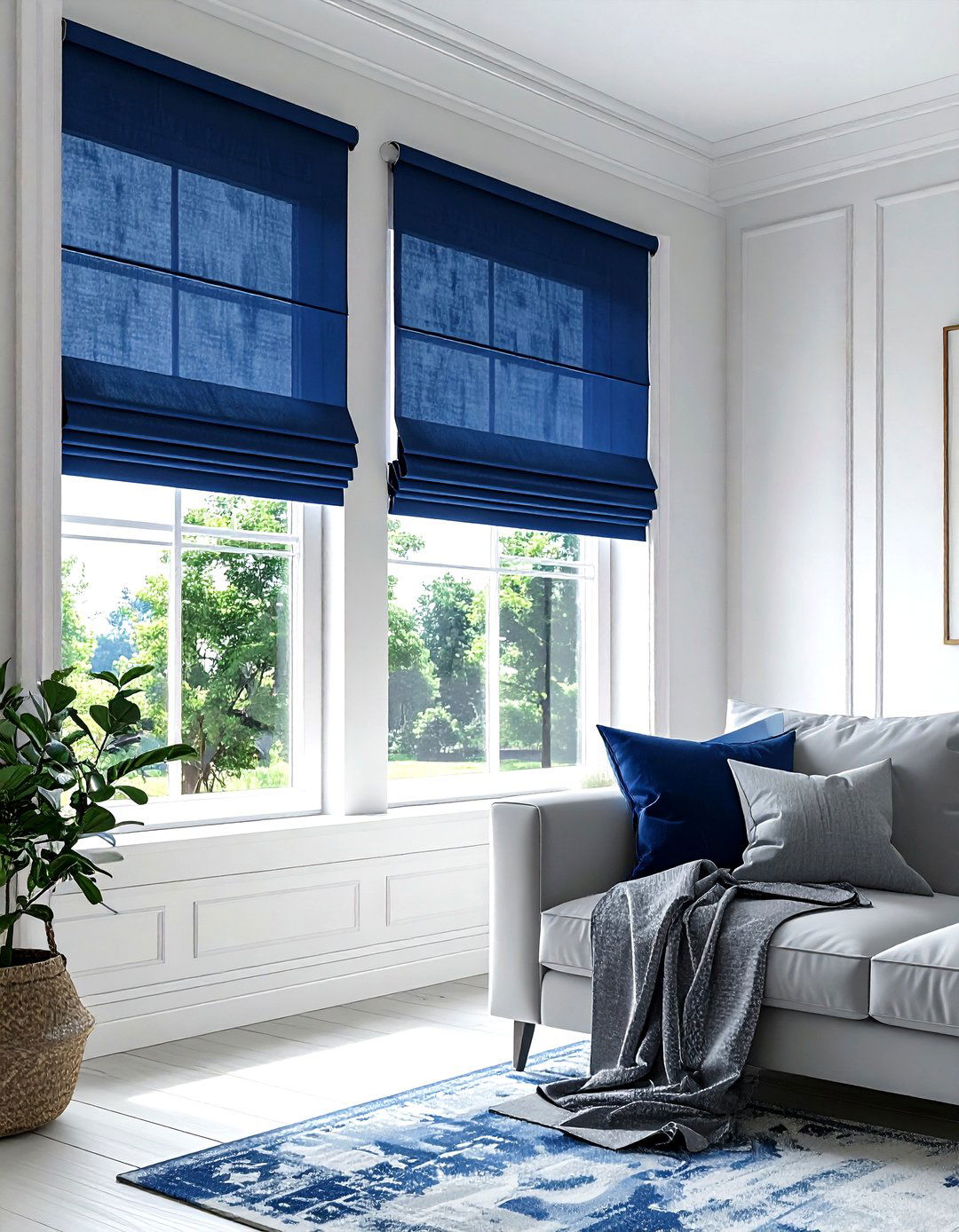 Navy Blue Roman Shades - 30 farmhouse navy living room ideas