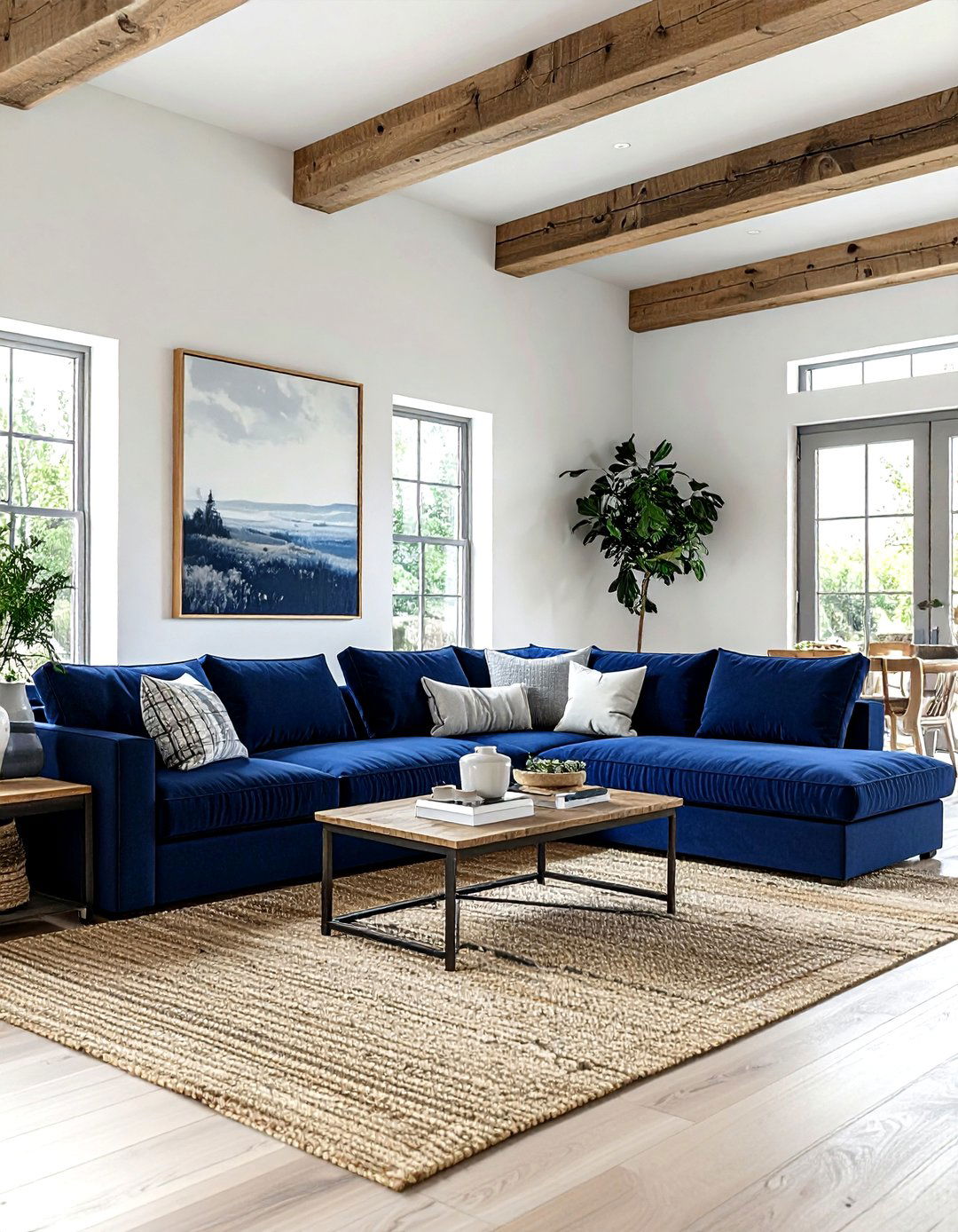 Navy Blue Sectional Sofa - 30 farmhouse navy living room ideas