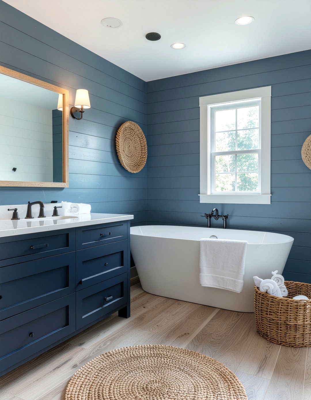 Navy Blue Shiplap Bathroom - 30 navy bathroom ideas