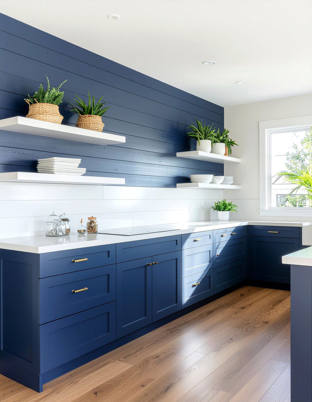 Navy Blue Shiplap Wall - 30 kitchen accent wall ideas
