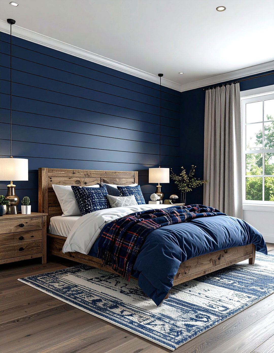 Navy Blue Shiplap Wall - 30 navy bedroom decor ideas
