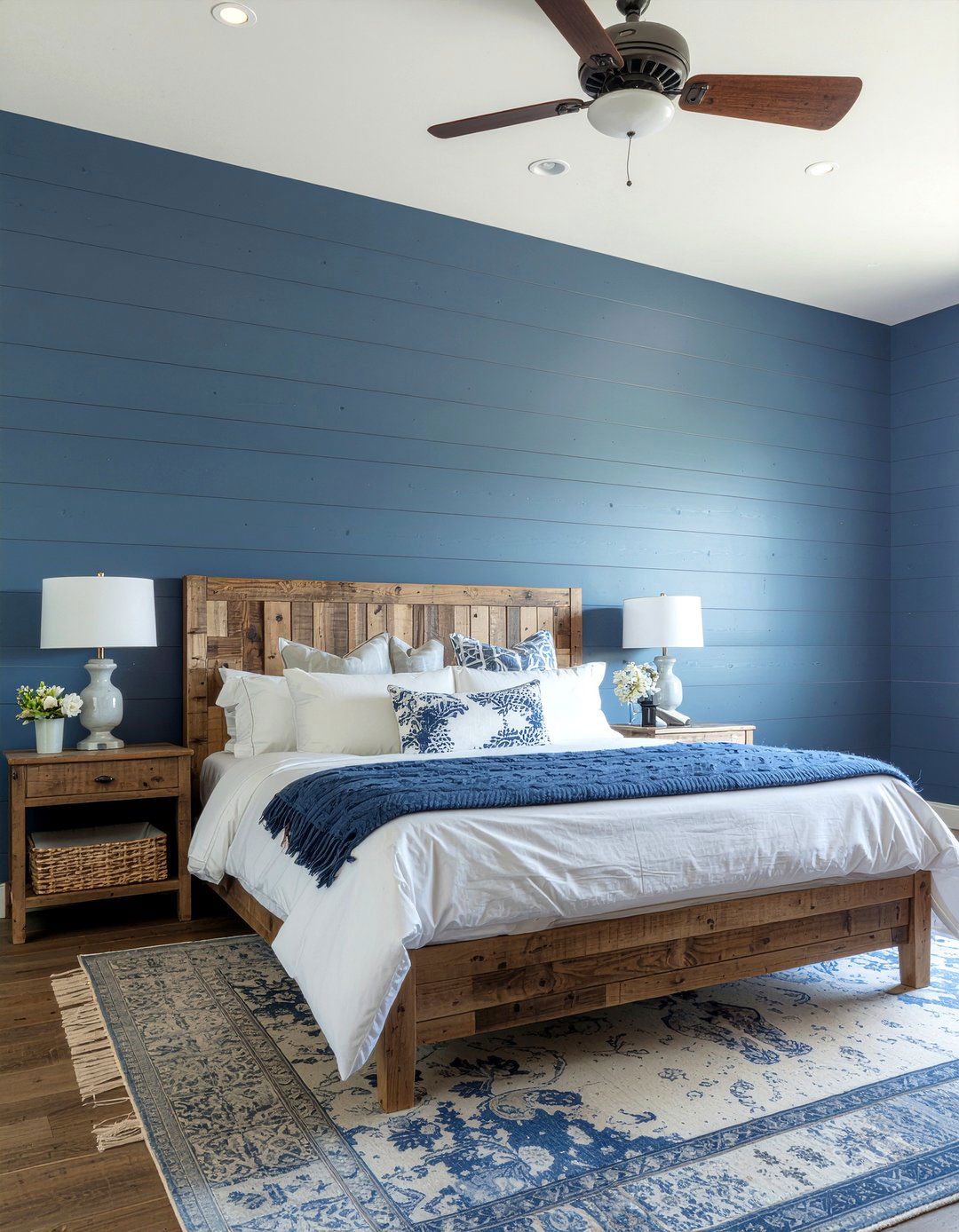 Navy Blue Shiplap Wall - 30 bedroom navy walls