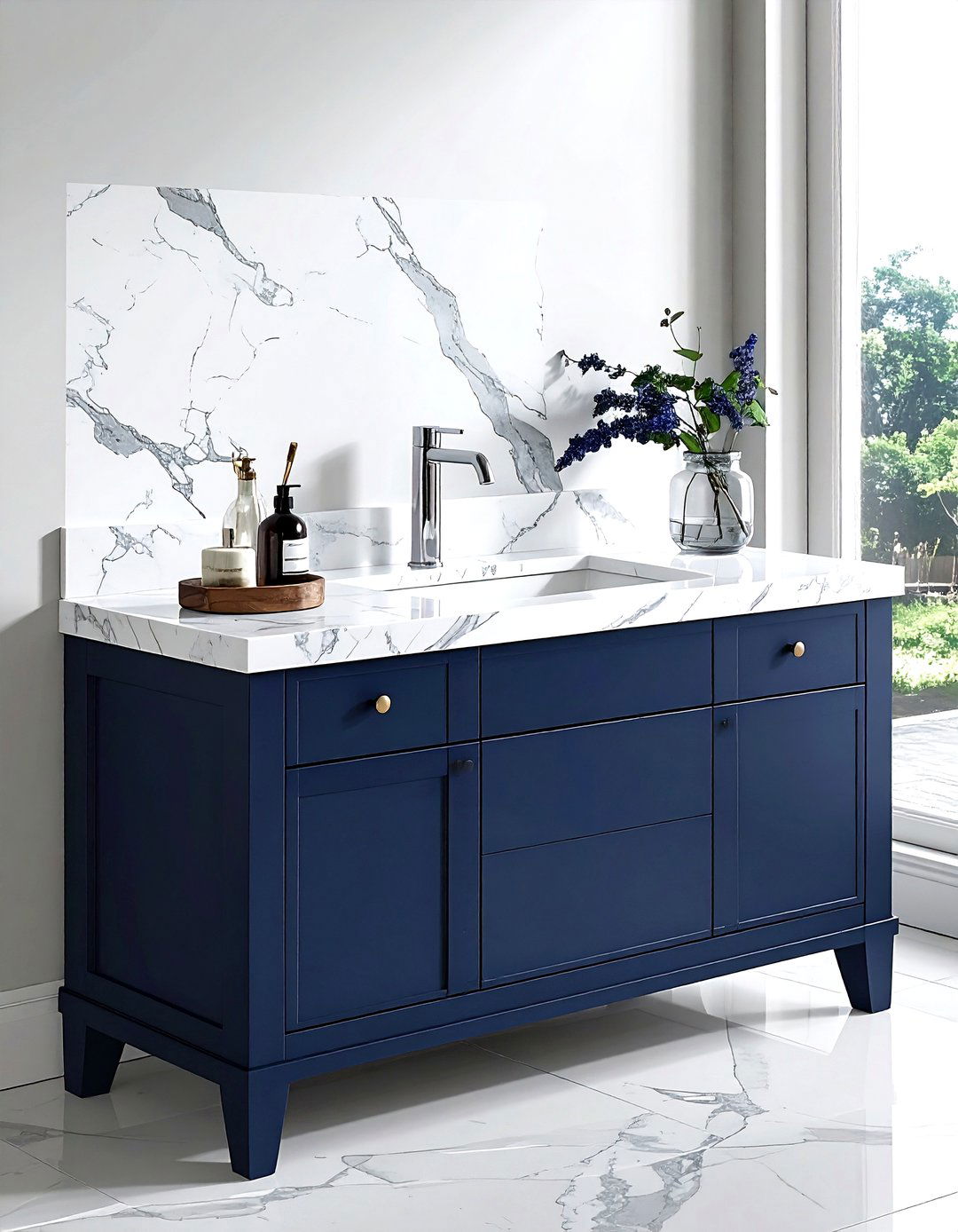 Navy Blue Shower Tile - 30 navy bathroom decor ideas