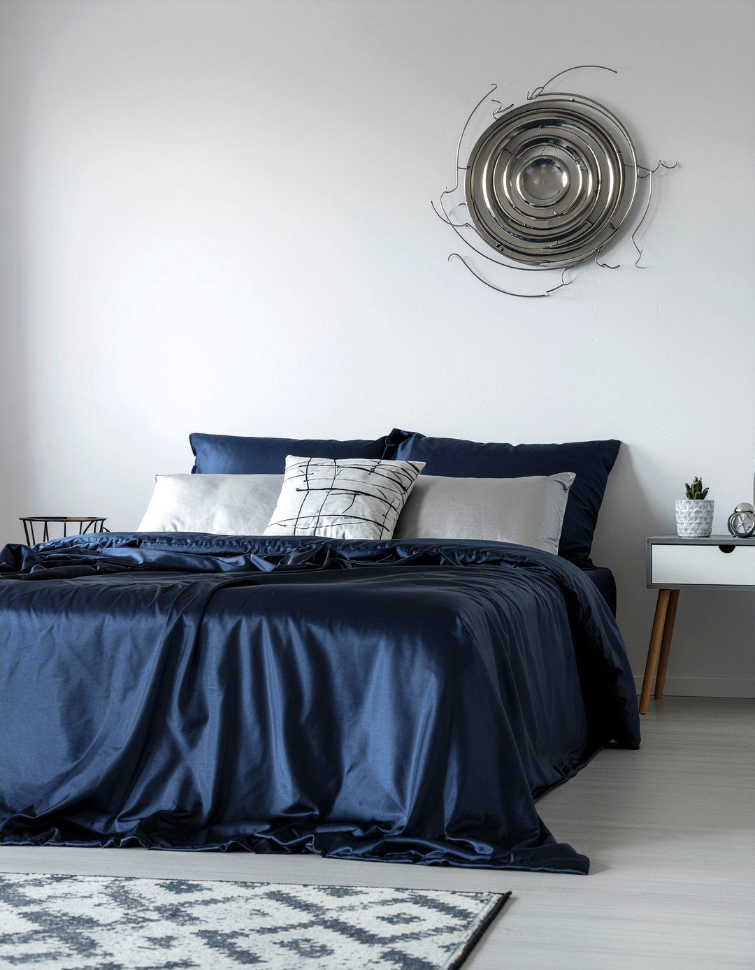 Navy Blue Silk Duvet - 30 bedroom silk bedding ideas