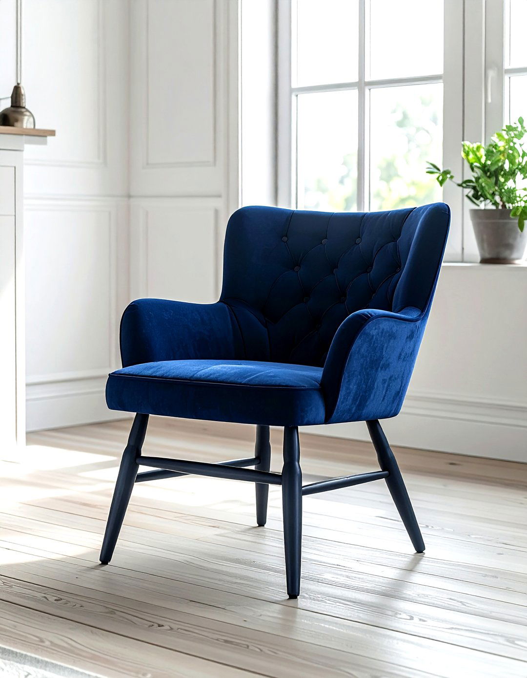 Navy Blue Spindle Chair - 30 farmhouse navy living room ideas