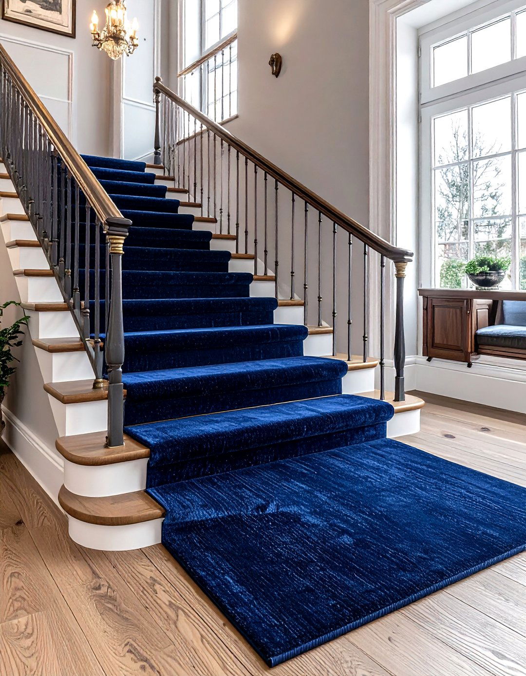 Navy Blue Stair Runner - 30 stair runner ideas