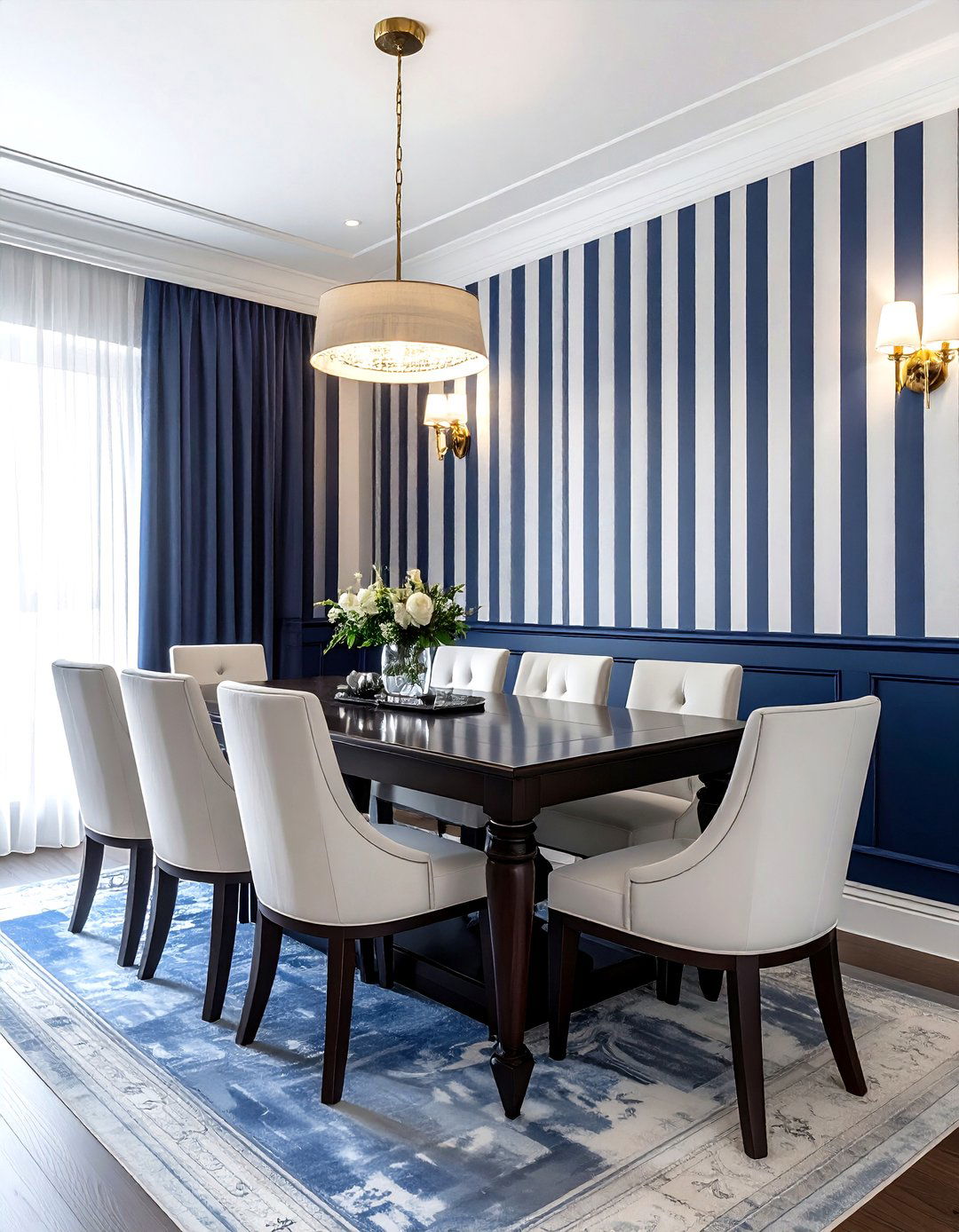 Navy Blue Striped Wallpaper Dining Room - 30 striped wallpaper dining room ideas