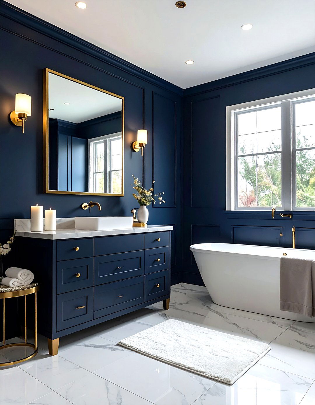 Navy Blue Subway Tile - 30 navy bathroom decor ideas