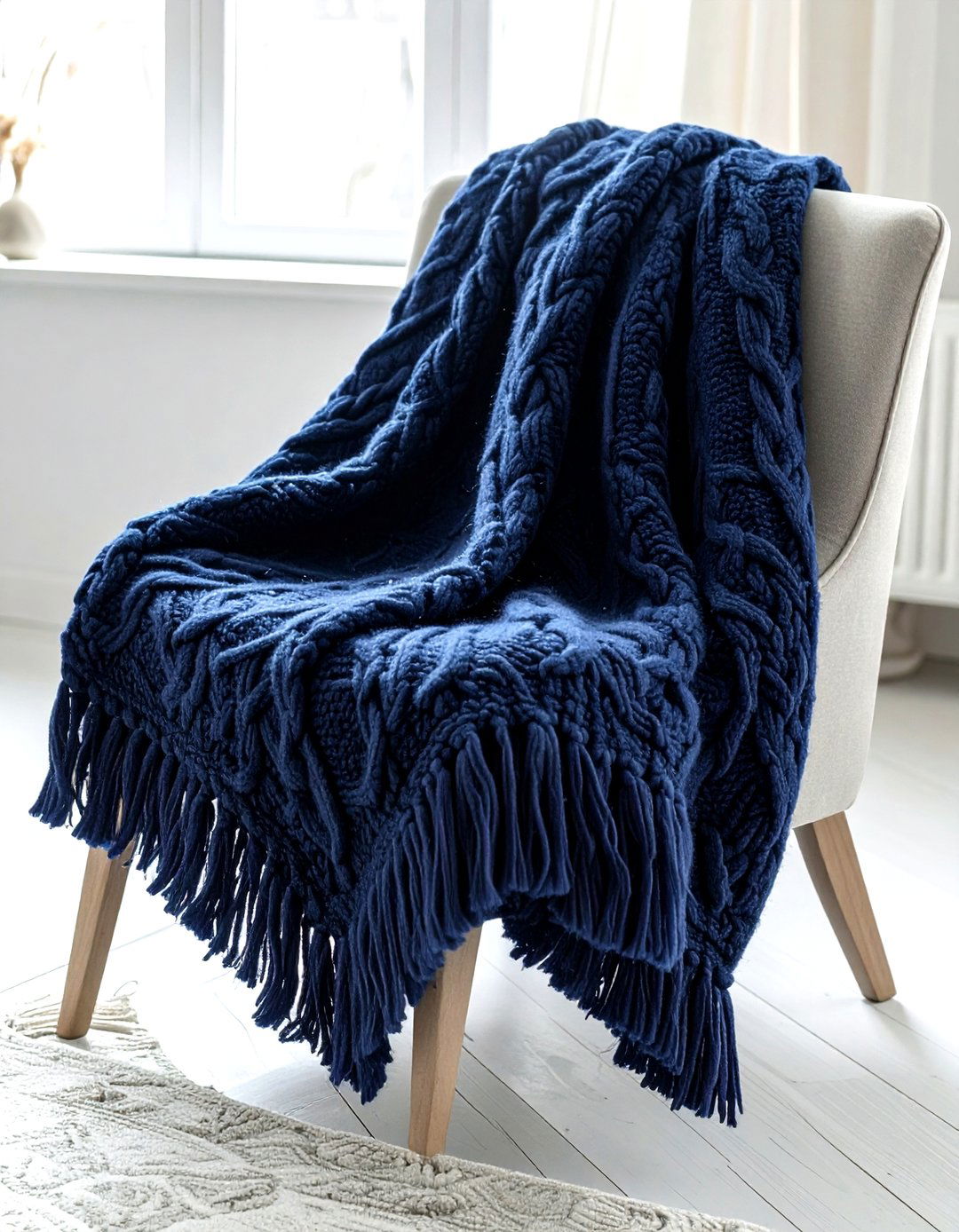 Navy Blue Throw Blanket - 30 farmhouse navy living room ideas