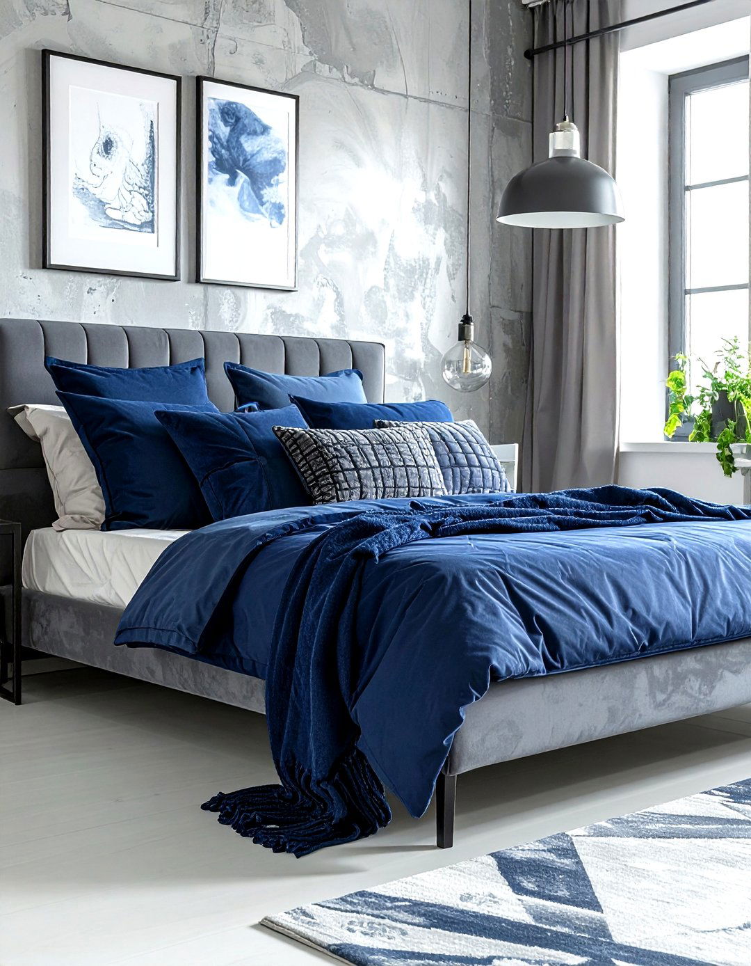 Navy Blue Throw Pillows Industrial - 30 industrial navy bedroom ideas