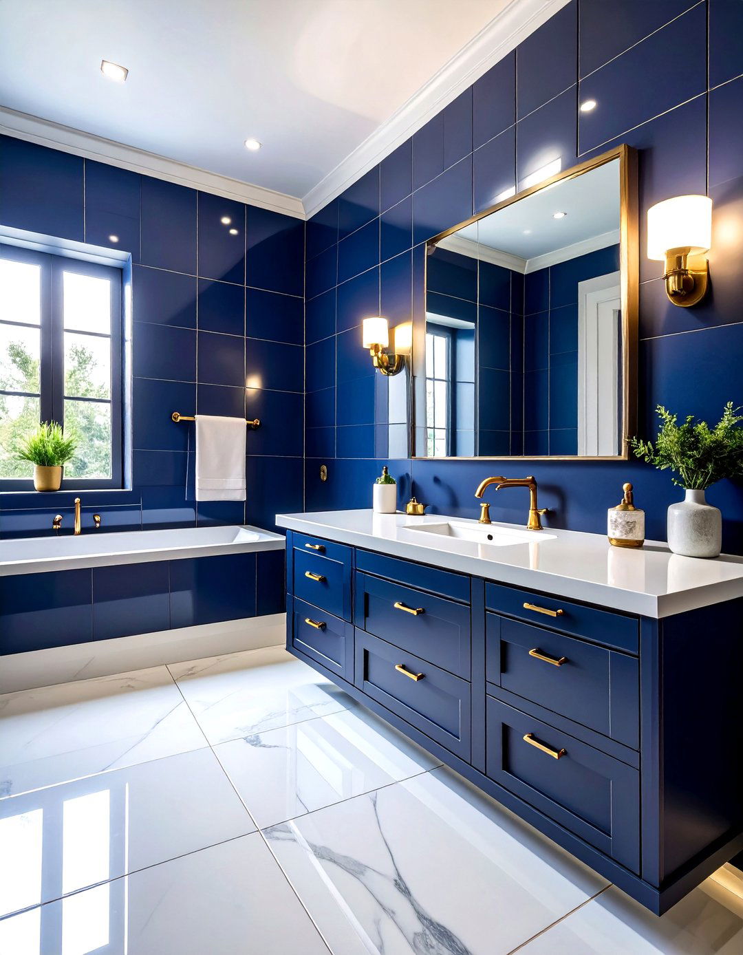 Navy Blue Tile White Grout - 30 white grout bathroom ideas