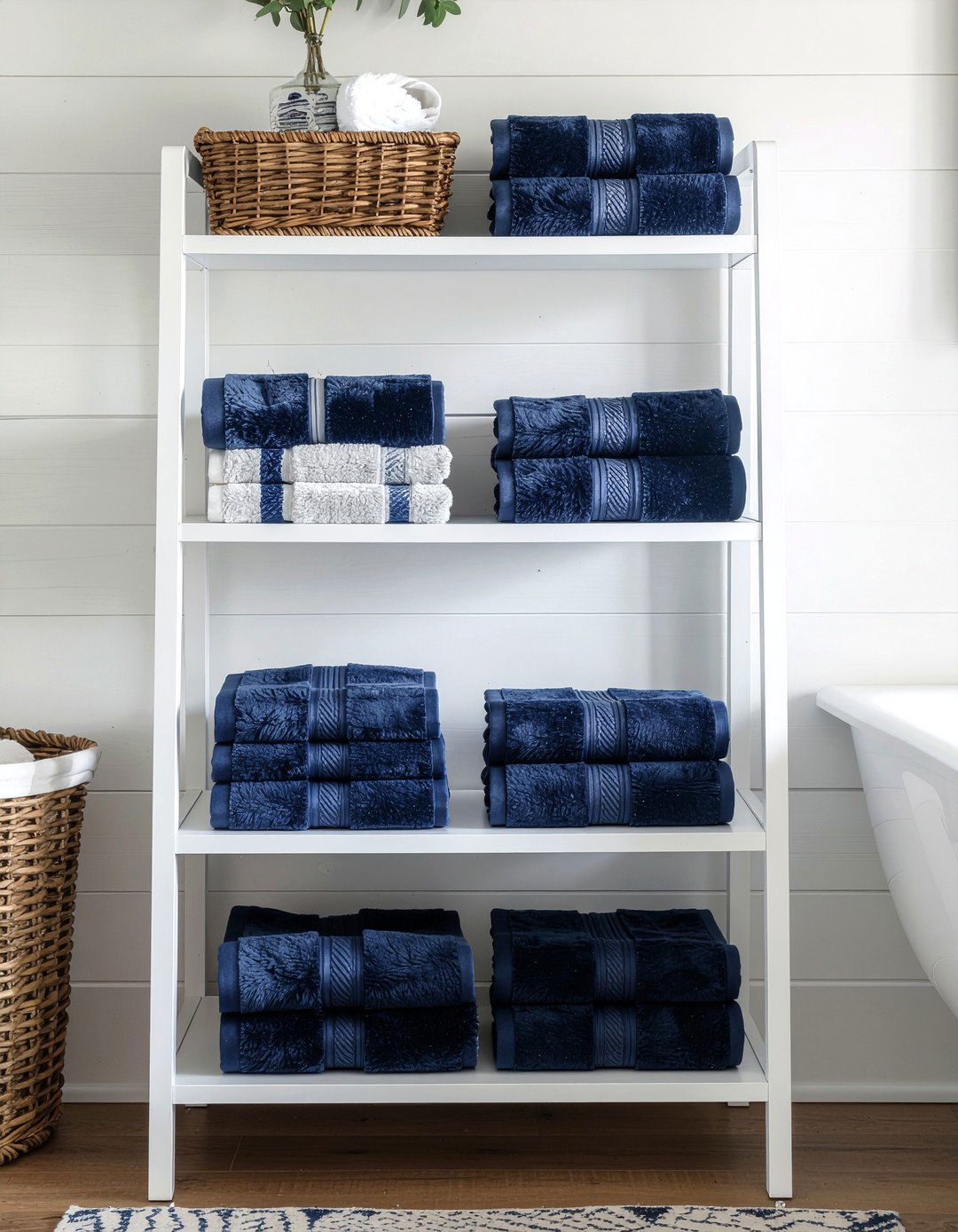 Navy Blue Towel Set - 30 bathroom linens ideas