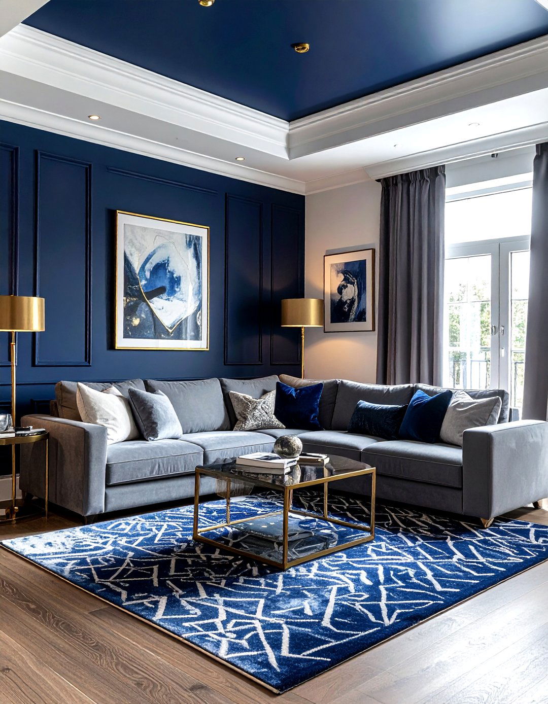Navy Blue Tray Ceiling - 30 living room blue ceiling ideas