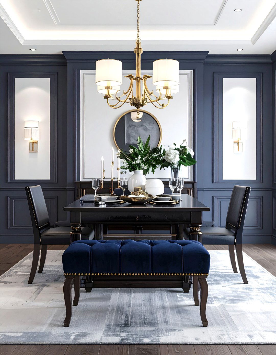 Navy Blue Upholstered Bench - 30 upholstered dining bench ideas