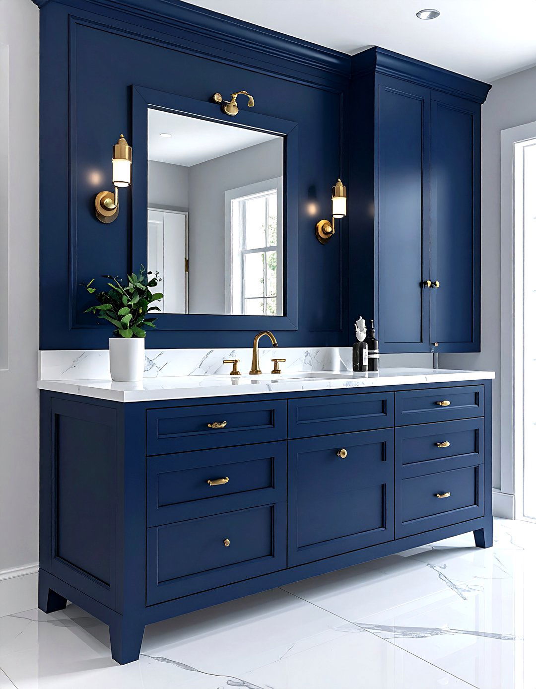 Navy Blue Vanity - 30 bathroom redesign ideas