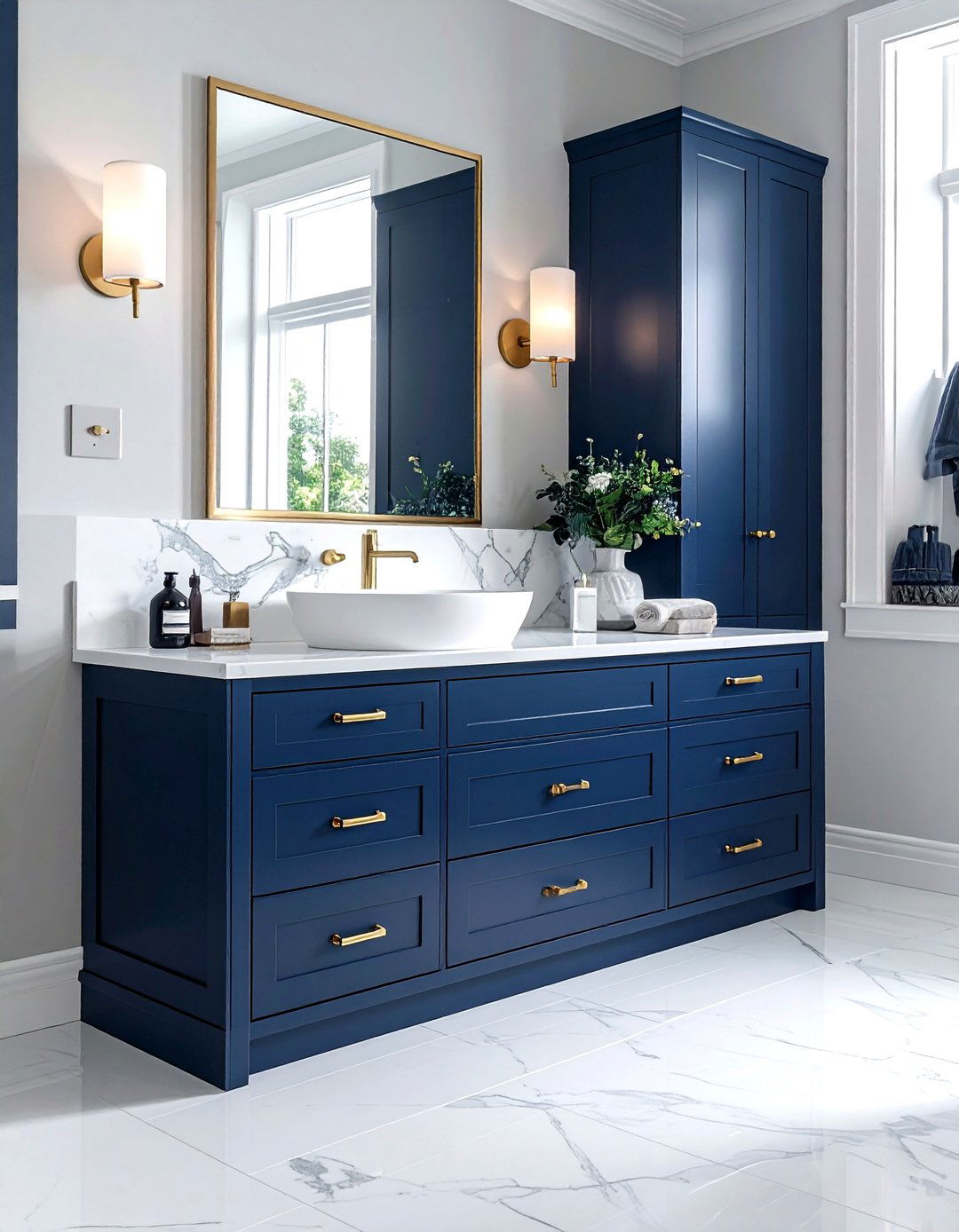 Navy Blue Vanity - 30 nautical bathroom ideas