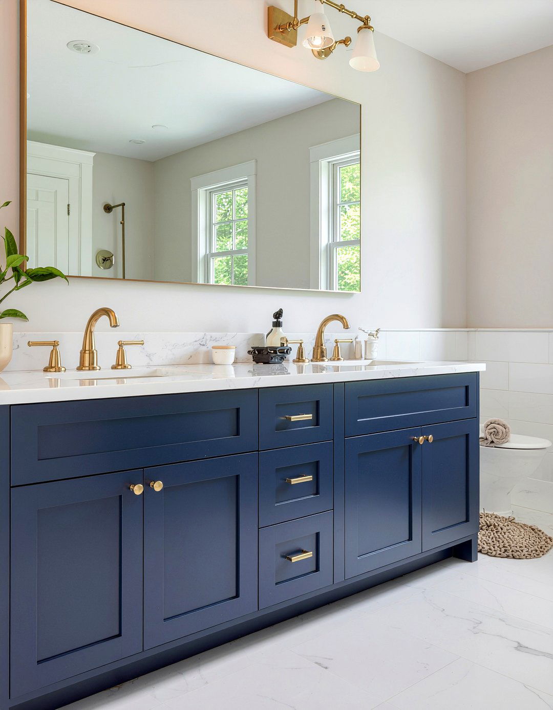 Navy Blue Vanity - 30 New England bathroom ideas