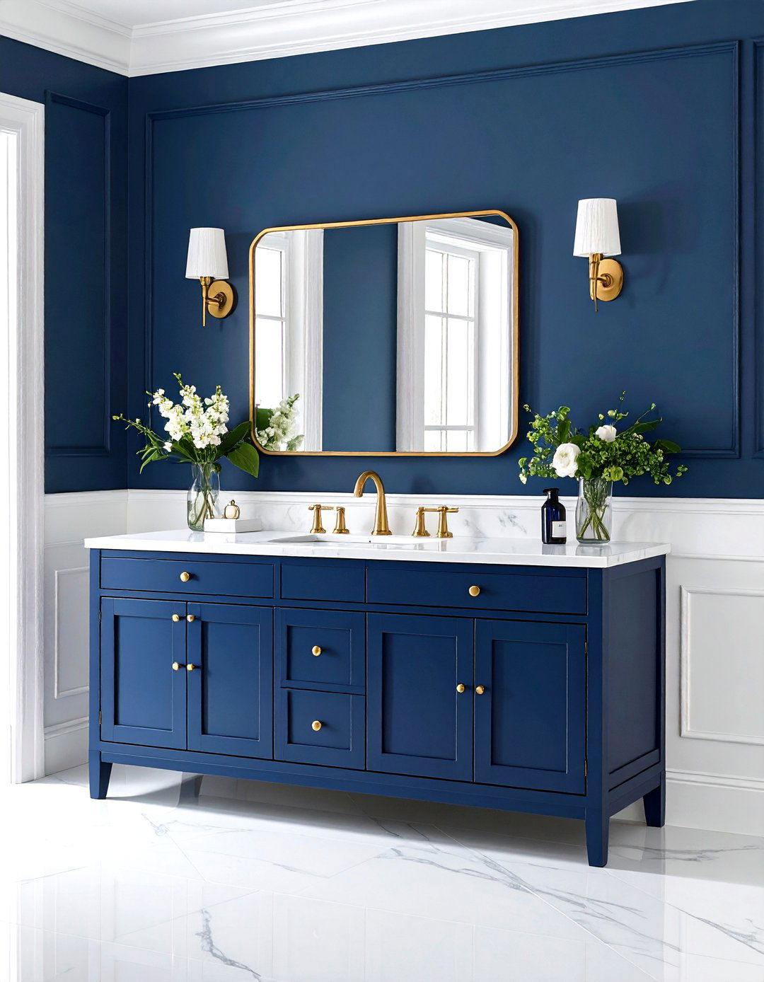 Navy Blue Vanity - 30 small bathroom vanity ideas