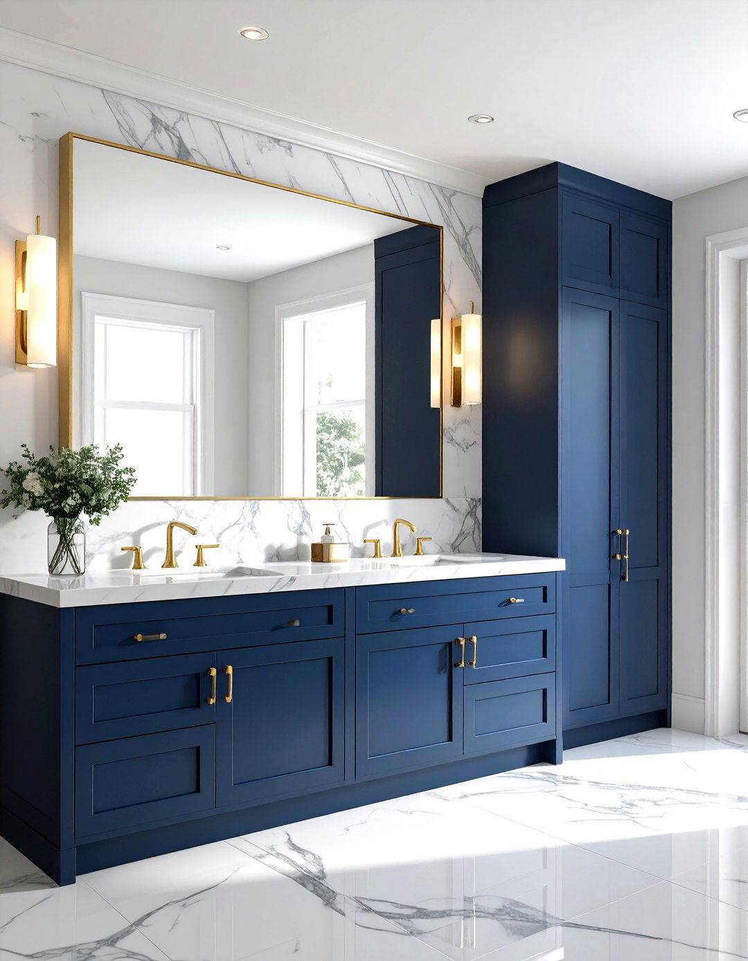 Navy Blue Vanity - 30 blue bathroom ideas