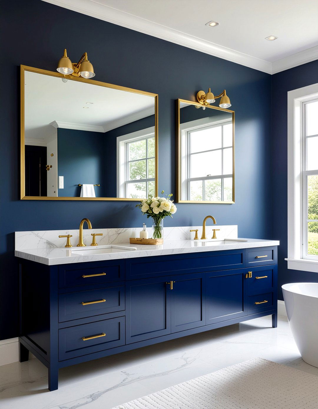 Navy Blue Vanity Gold Hardware - 30 navy bathroom ideas