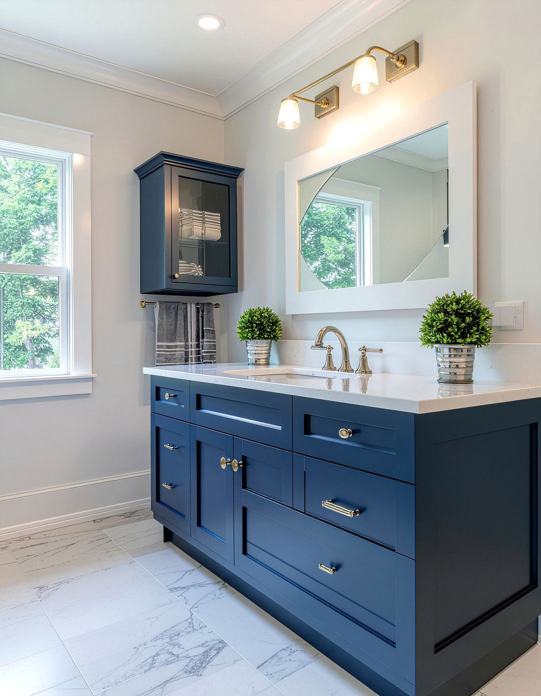 Navy Blue Vanity Quartz Top - 30 quartz countertop bathroom ideas