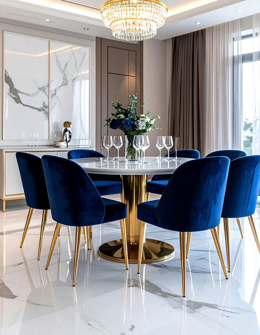 Navy Blue Velvet Dining Chair - 30 velvet dining chair ideas