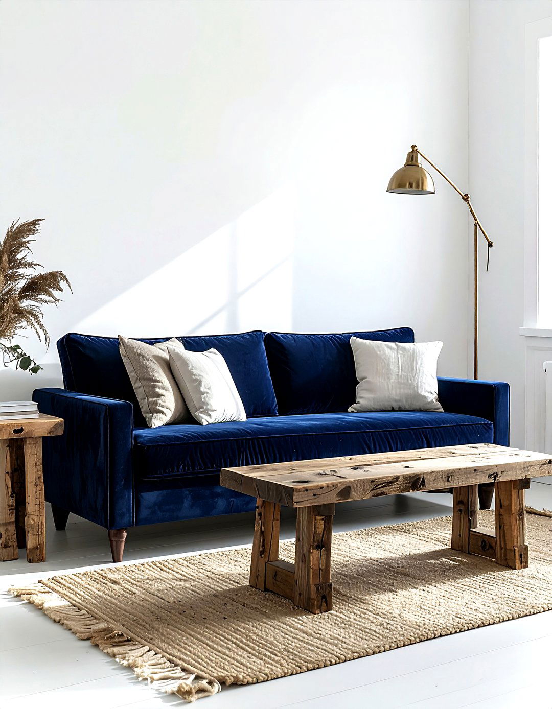 Navy Blue Velvet Sofa - 30 farmhouse navy living room ideas