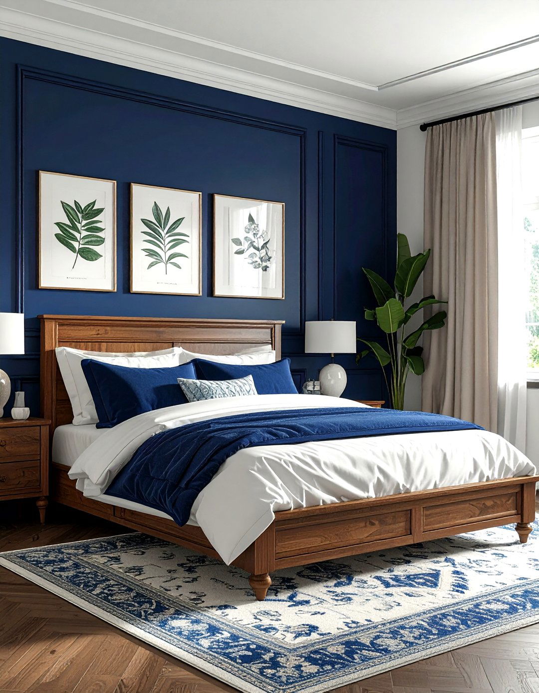Navy Blue Wainscoting - 30 navy bedroom decor ideas