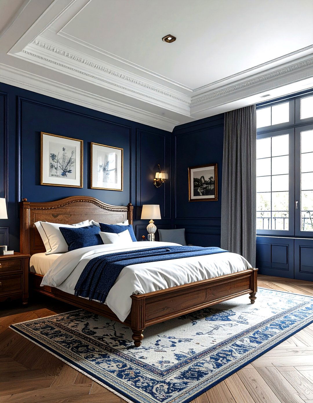 Navy Blue Wainscoting - 30 navy bedroom design ideas