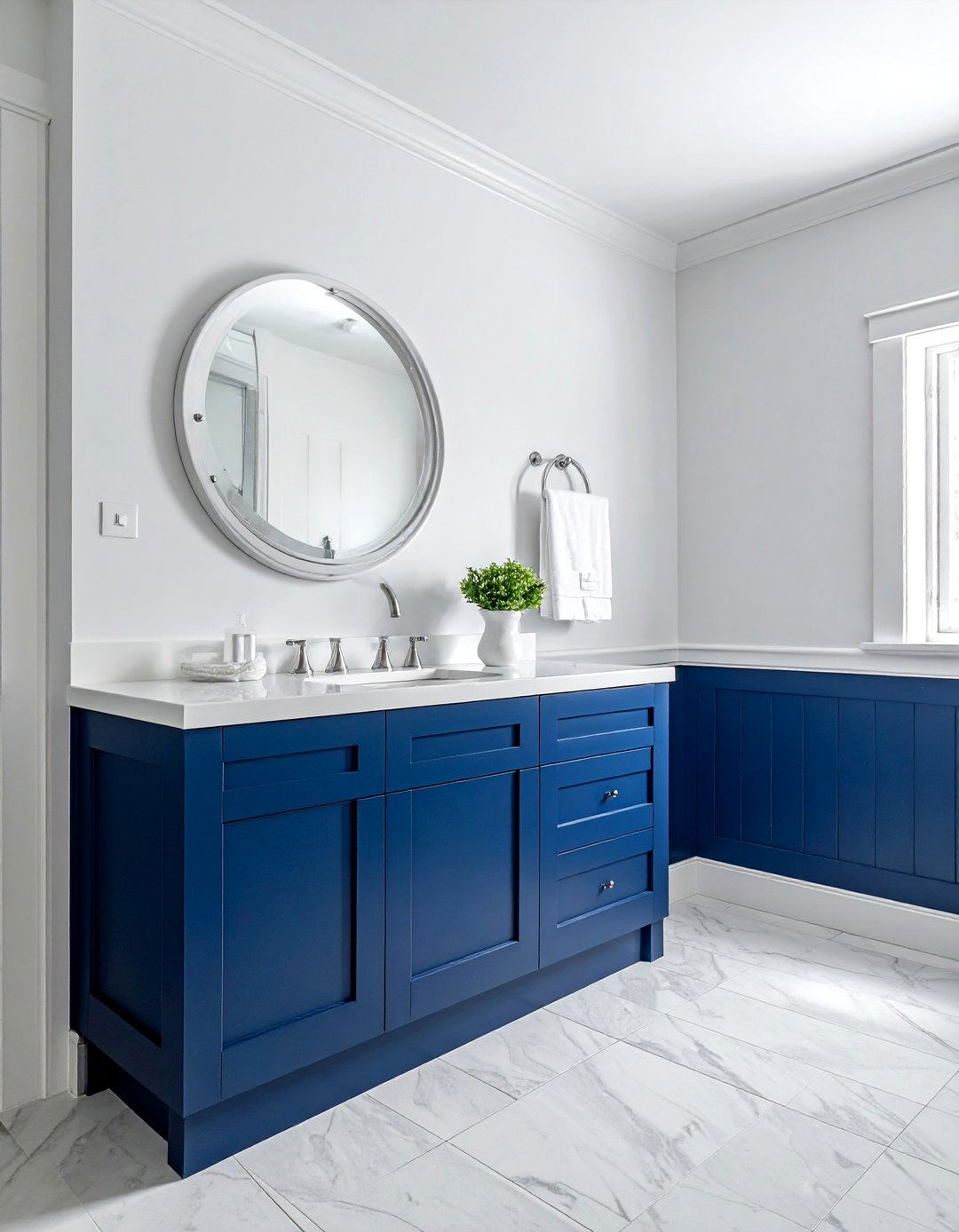 Navy Blue Wainscoting - 30 bathroom wainscoting ideas