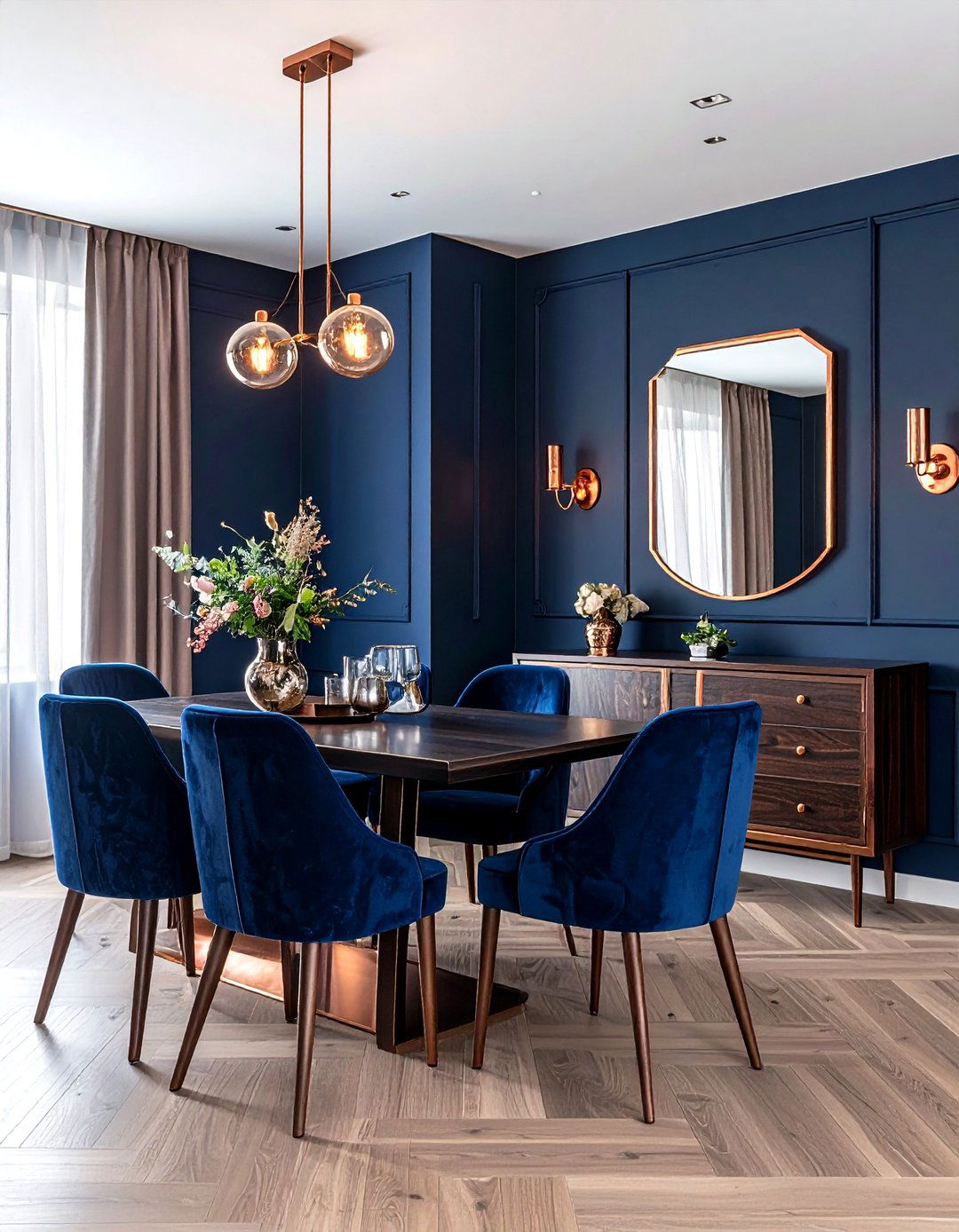 Navy Blue Wall Copper - 30 copper accent dining room ideas