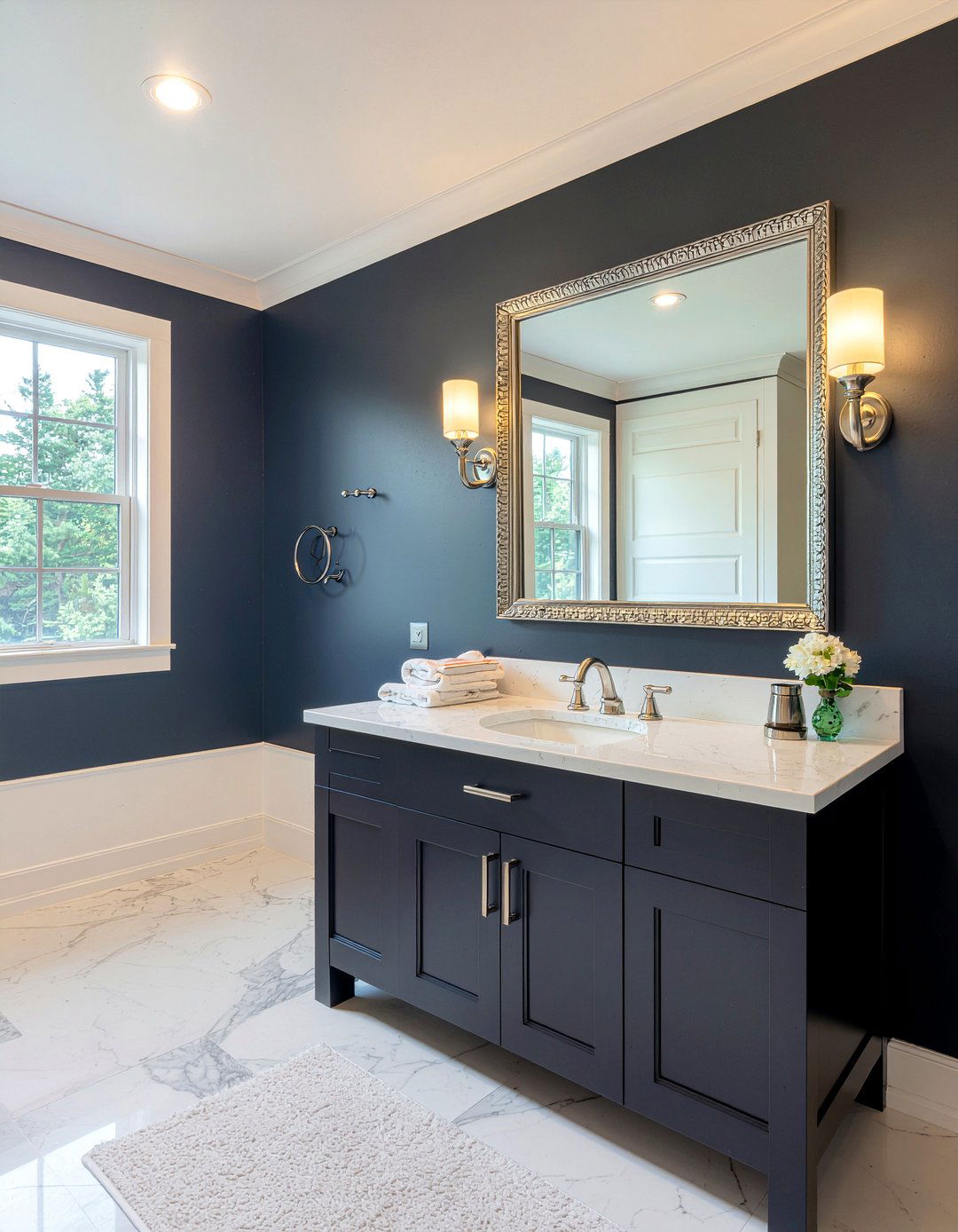 Navy Blue Walls - 30 powder room ideas